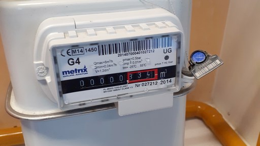 Contador de gás natural com selo azul